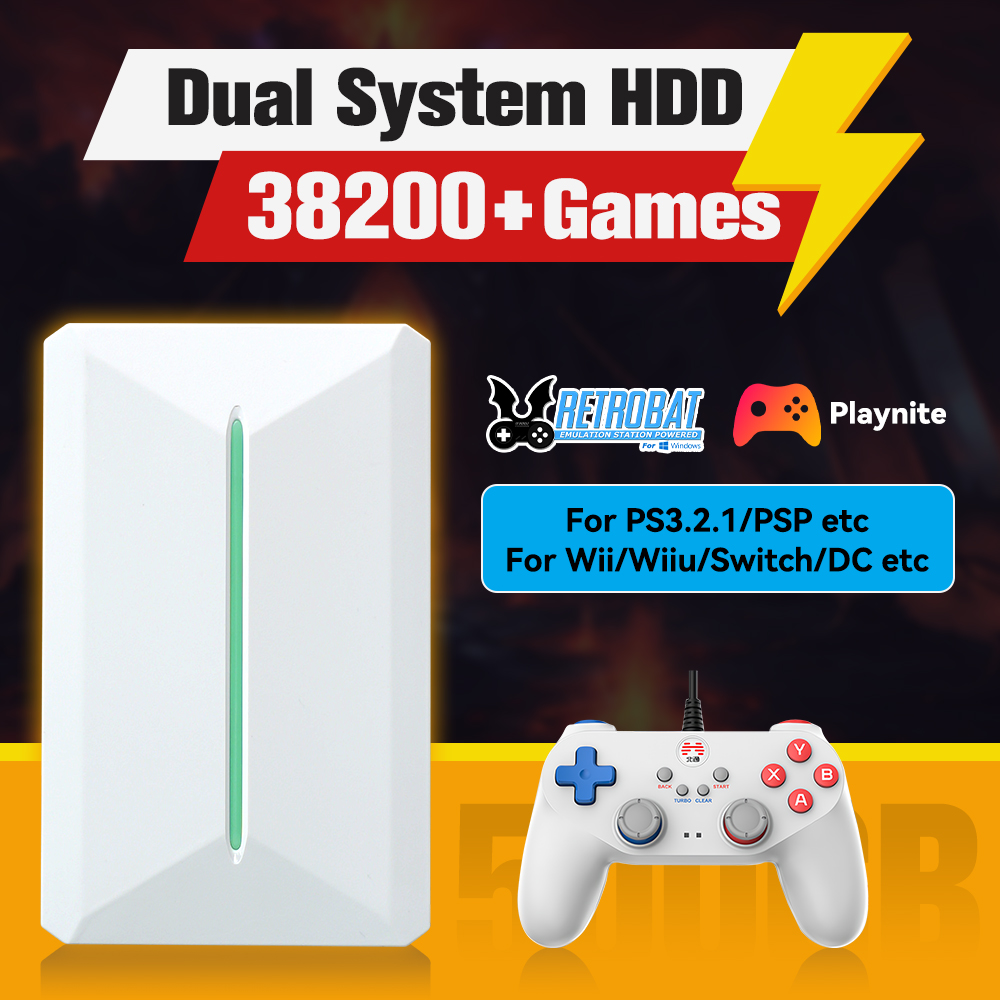 Gaming Console Stick - Retrobat&Playnite System HDD Retro-Spielekonsole für PS3/PS2/WIIU/WII/Switch/MAME