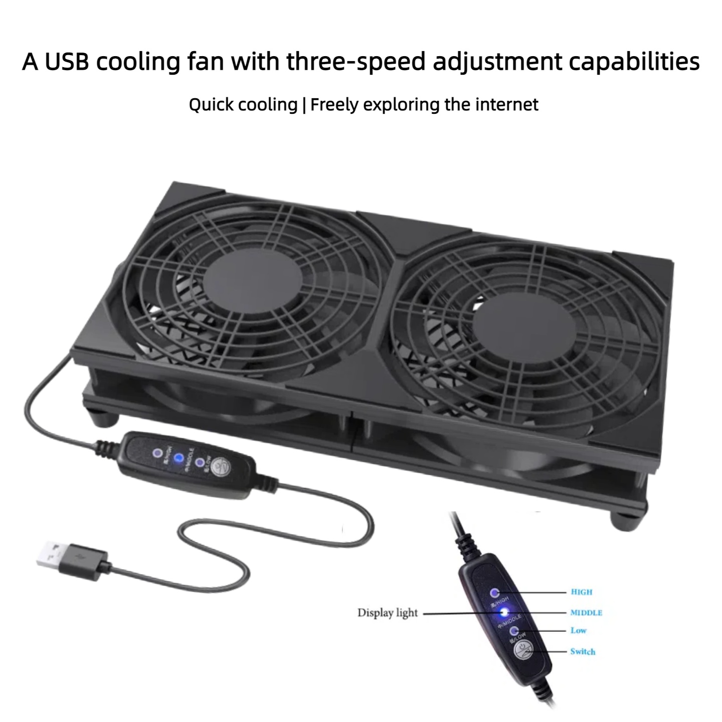 Dualer USB-Lüfter mit 3-Stufen – Gaming Console Usb Bewertung und Preis
